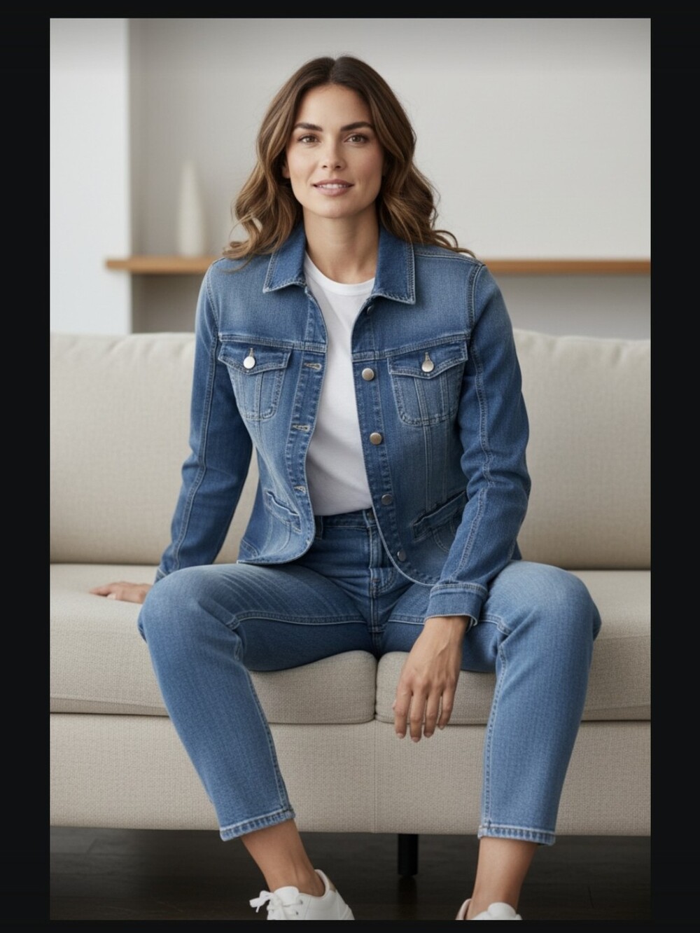 Venezia Trucker Jacket Women's Blue Denim Stretch Long Sleeve Classic - 18/20